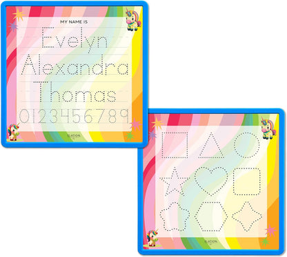 Kid's Name Tracing Board | Dry Erase Letter Tracing | Reusable Name Alphabet Tracing| Number Tracing | Personalized | Baby Unicorn Theme