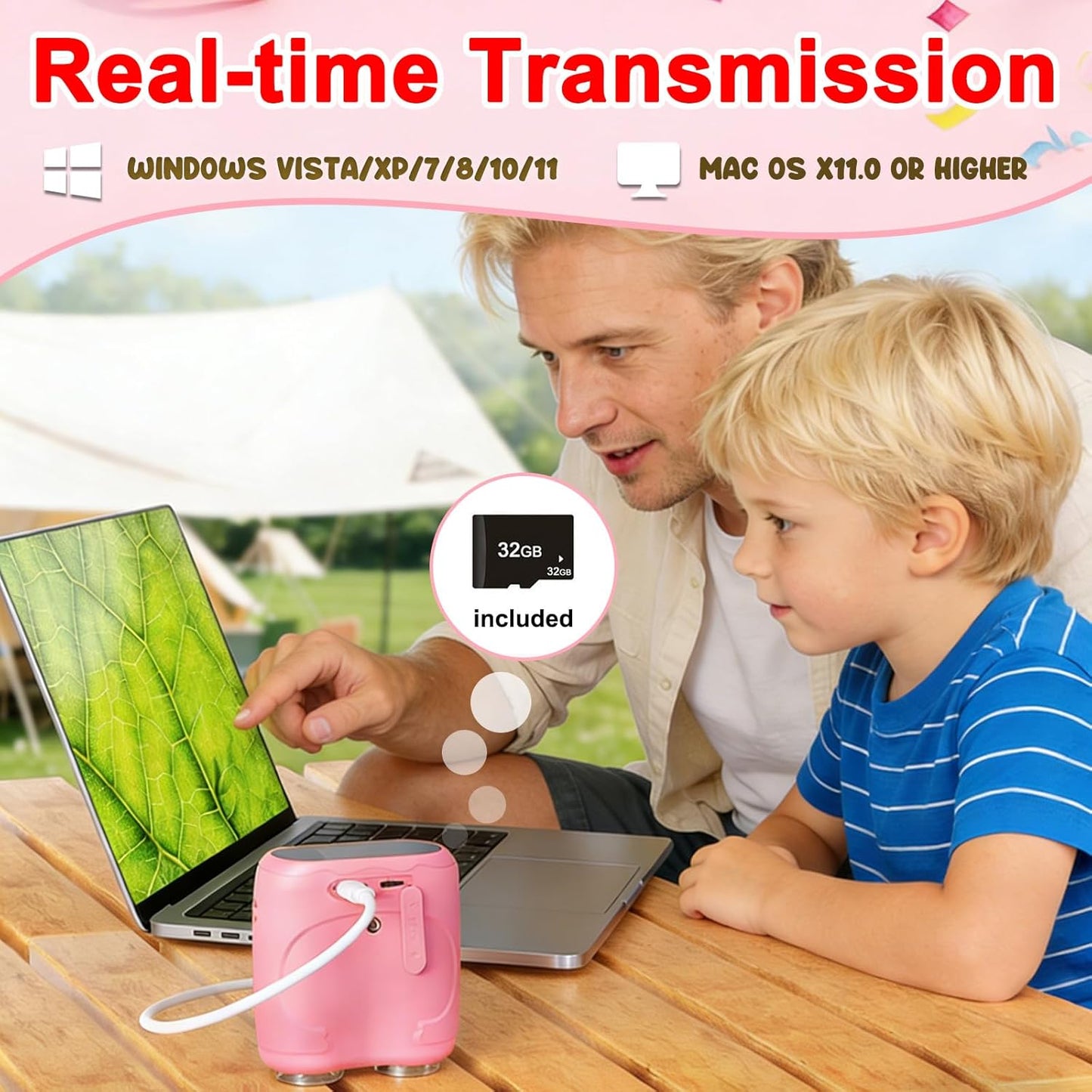 1000X Handheld Digital Microscope for Kids & Binoculars, 2 in 1 Pocket Microscope with 2.0" IPS Screen, USB Rechargeable STEM Educational Toy, Science Kit Birthday Gift for Boys Girls Ages 4-12