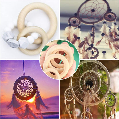 wugongshan 80 Pieces Natural Wood Rings, Unfinished Smooth Wooden Rings Circles, Wooden Hoops Without Paint for Crafts, Jewellery Making, Crafts, Pendants, DIY Connectors (2/2.5/3/3.5/4/4.5/5/5.5cm)