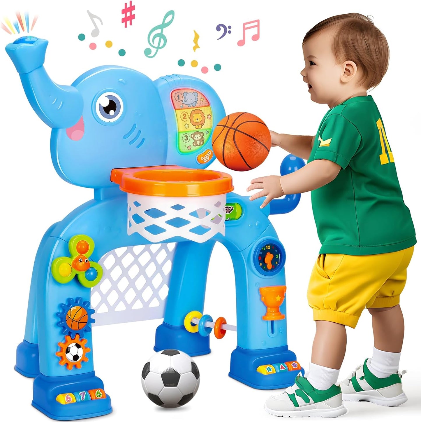 Toddler Basketball Hoop & Soccer Goal, Toys for 1 2 3 Year Old Boys Girls, Kids Sports Toy with Light Sound Music, Montessori Toys for Baby 12-18 Months, Christmas Birthday Gifts for Ages 1-3(Pink）