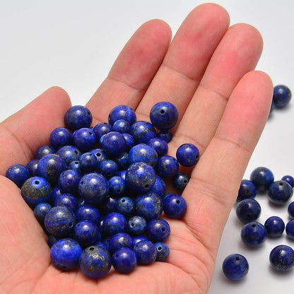 NCB 100pcs Original Natural Stone Beads Gemstone Round Loose Beads 6mm 8mm 10mm (Blue Aventurine, 6mm 100Beads) - Colors A