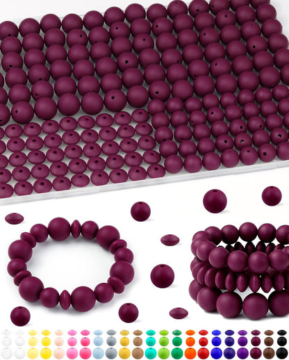 200Pcs FIVEIZERO Mixed Silicone Beads for Keychain Making, 12mm 15mm Round and 12mm Lentil Silicone Beads for Pens Bracelet Necklace DIY Crafts(Black)