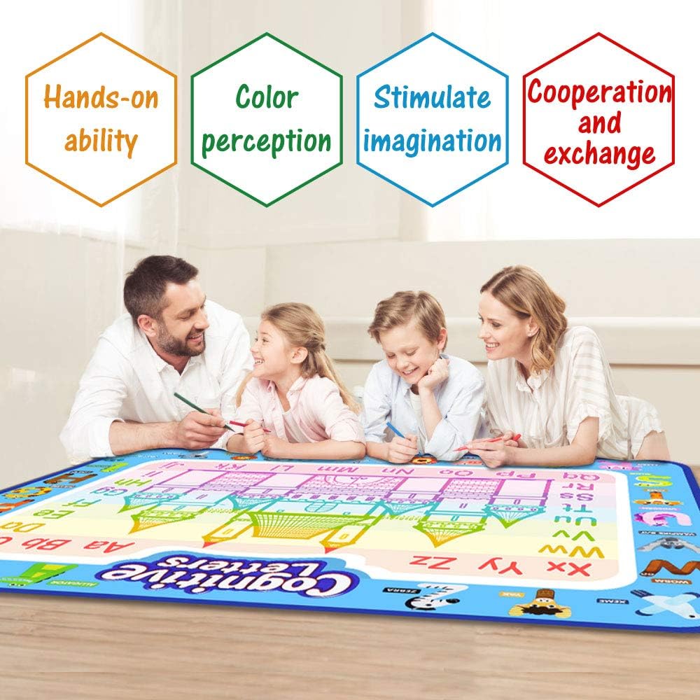 Jasonwell Aqua Water Doodle Mat 48 x 36 Inches Large Magic Drawing Doodling Mat Coloring Mat Educational Toys Christmas Birthday Gifts for Kids Toddler Boys Girls Age 2 3 4 5 6 7 8 Year Old (Galaxy)