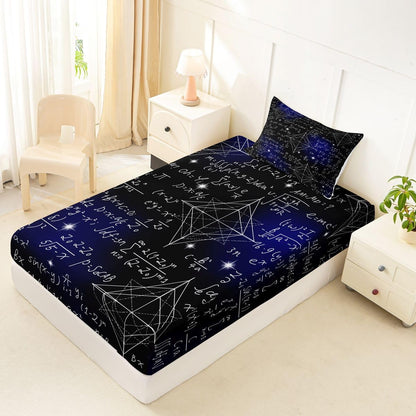 Erosebridal Chemistry Lab Fitted Sheet Twin Size Chemical Equation Bed Sheets for Boys Girls Chemical Elements Science Theme Bed Set Teens Kids Science Students Bedding Set School Dorm Room Decor