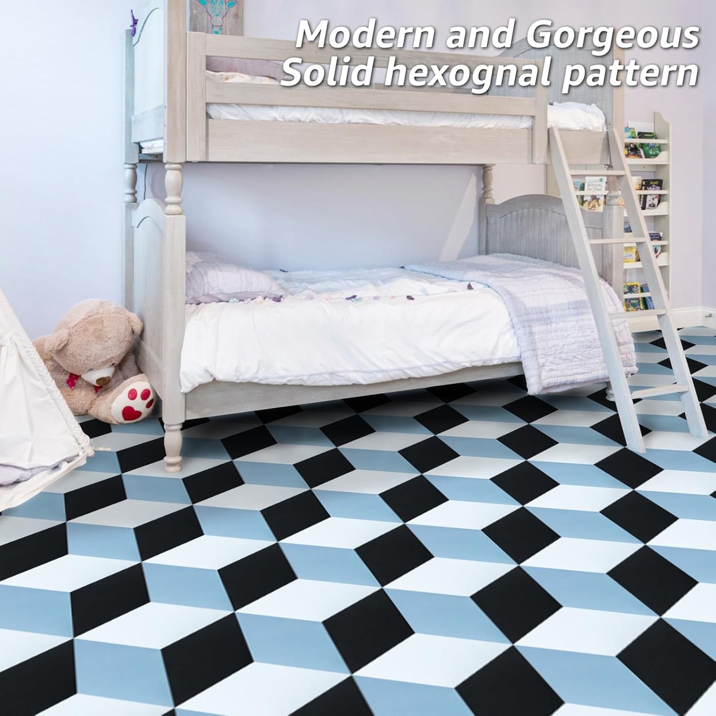 Art3d 10-Pack Hexagon Peel and Stick Flooring Tile Marble Look, Self Adhesive Waterproof Vinyl Floor Tile for Living Room, Kitchen, Bathroom, Bedroom, 11.8" x 10.2" White Marble
