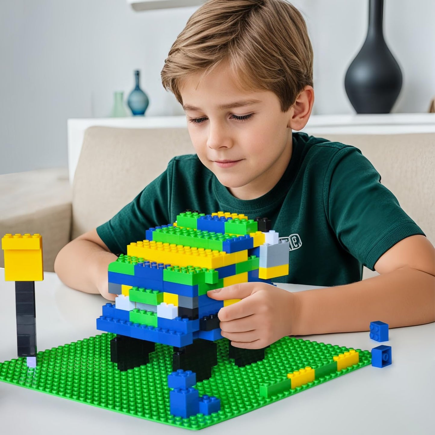 Pairez Toys 8-Pack Classic Baseplates for Building Bricks (10" x 10") – Compatible with All Major Brands, Construction Toys for Kids Ages 4-8+, Black, White, Dark Gray, Light Gray