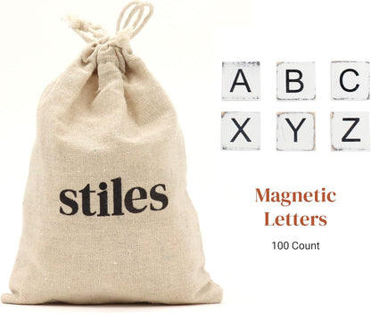 Stiles 100 Piece Wooden Magnetic Letter Tiles - Grey