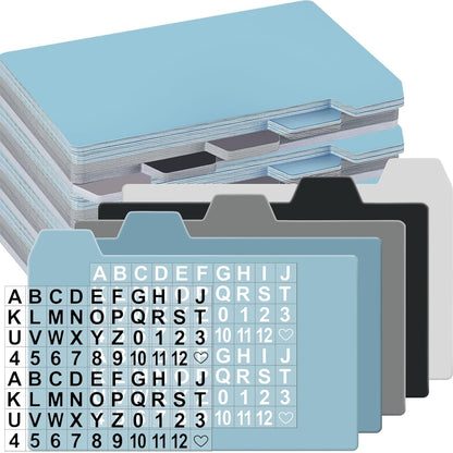 Harloon 50 Pack 3 x 5 Inch Index Card Dividers with 2 Number Alphabet Sticker with Tab, Dry Erase Index Card Guide Set, Photo Recipe Divider for Office Business Back to School Supplies, Candy Color