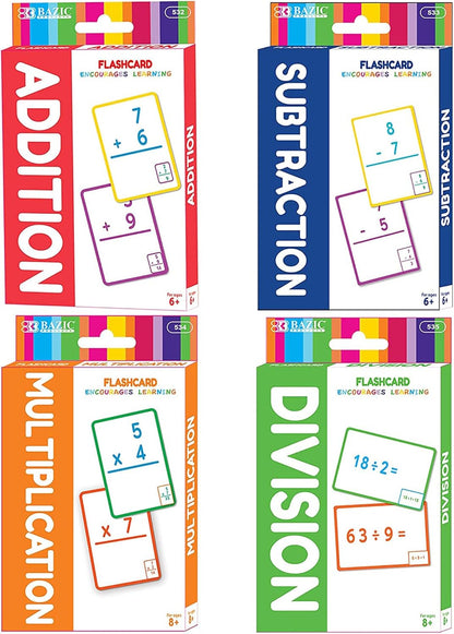 BAZIC Products Multiplication & Division Flash Cards, Educational Flash Cards for Kids, Math Flash Cards, Ideal for Math Learning Practice at Home or School, 36 Cards, 2-Pack