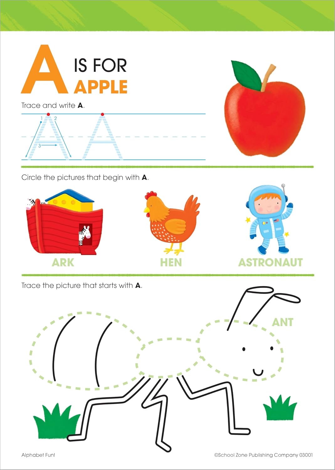 School Zone Alphabet Fun! Write & Reuse Workbook: 26 Wipe-Clean Pages, Preschool, Kindergarten, Write-On Learning, Write and Wipe, Alphabetical Order, Phonics, Printing & Tracing Letters, Ages 4-6