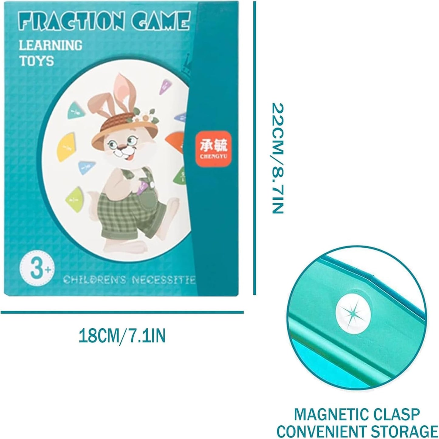 Magnetic Fraction Playbook & Fraction Manipulatives Set, Montessori Magnetic Fraction Book for Kids Grades K-3, Math Manipulatives with Fraction Tiles and Circles, Educational Fraction Games & Puzzle
