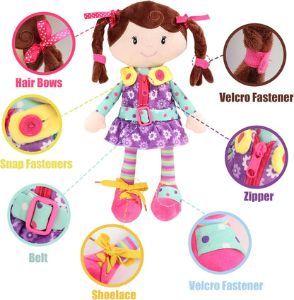Snuggle Stuffs Sugar Snap Plush Learn to Dress Doll for Toddlers - 15" - Gifts for 2 Year Old Girls