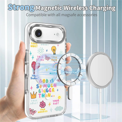 for iPhone 17 Pro Max Case [Compatible with Magsafe],Girls Women Clear Magnetic Case Silicone Shockproof Protective Cover with Pattern Colorful Motivational Letters