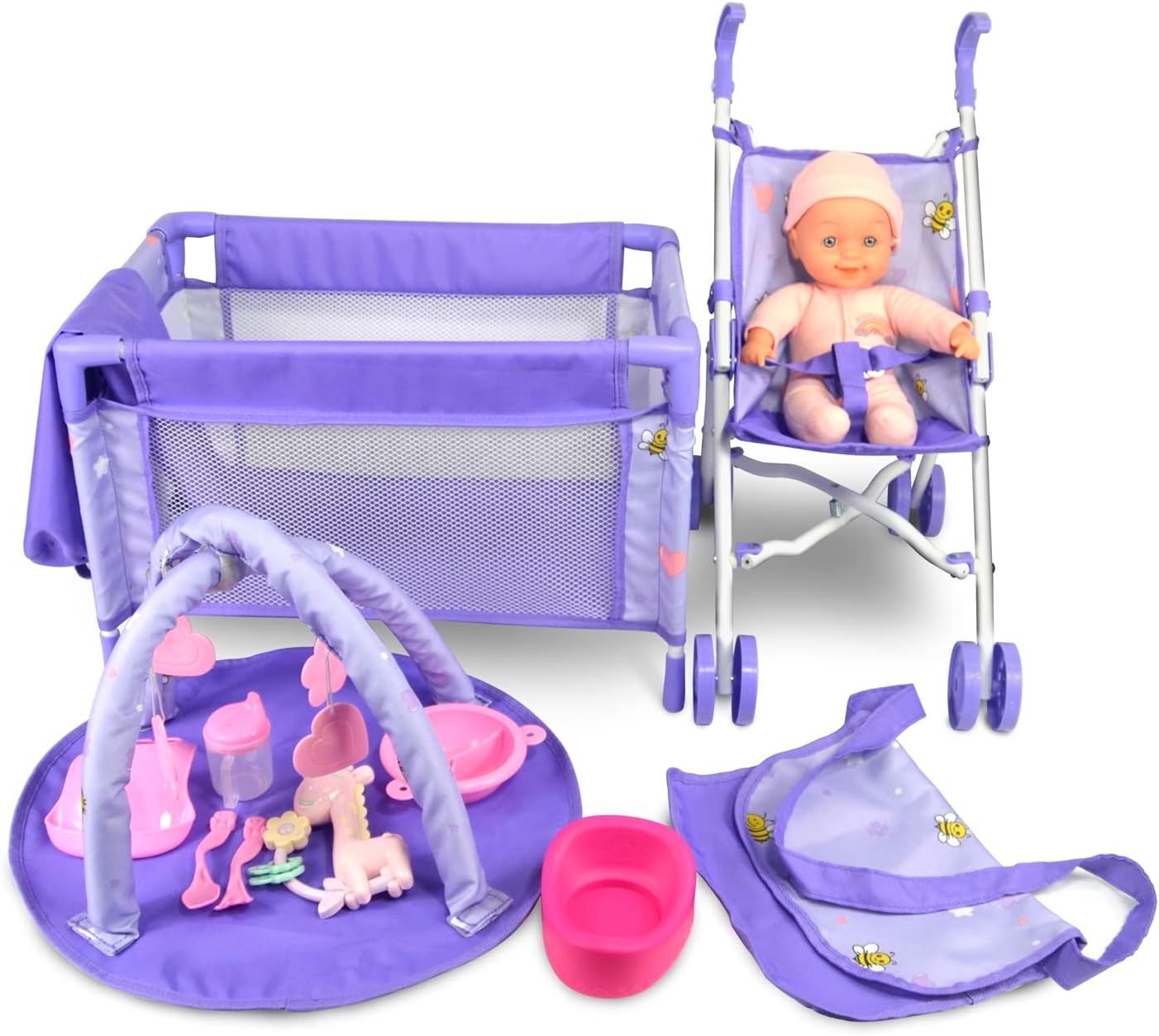 Anivia Stroller Toy Collection Doll Stroller Baby Doll Accessories for Toddlers 1-3Heart Design Gifts for Toddlers and Girls Toy Stroller