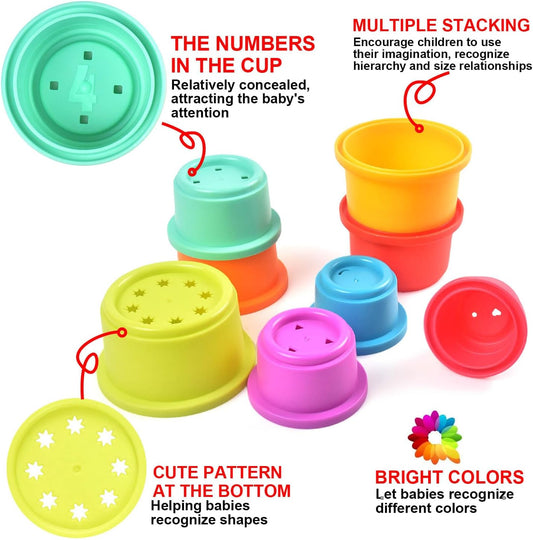 Baby Stacking Nesting Cups Toys, Baby Toys 6 to 12 Months, Montessori Toys for Toddler Gifts 1 Year Old (617-97)