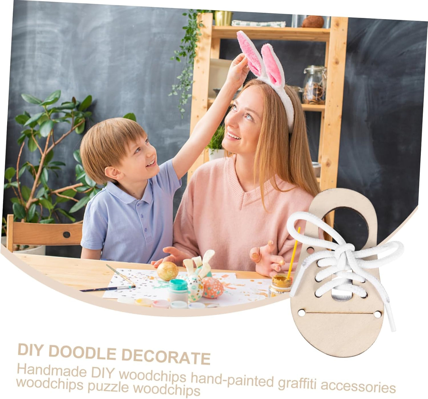 Holibanna 5sets Unfinished Wood Chips Boys and Girls Graffiti Ornament DIY Wood Chip Decoration for Practice Shoe Lacing