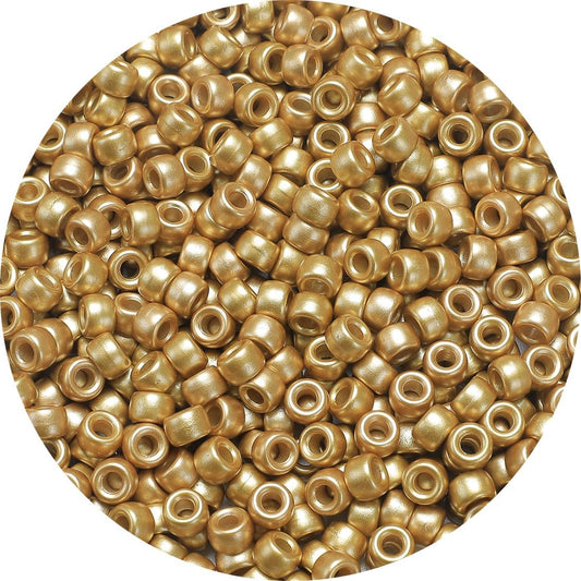 1200pcs Pony Beads Bulk – Gold 6x9mm Plastic Craft Beads for Bracelets, Jewelry, Hair Braiding & DIY Projects