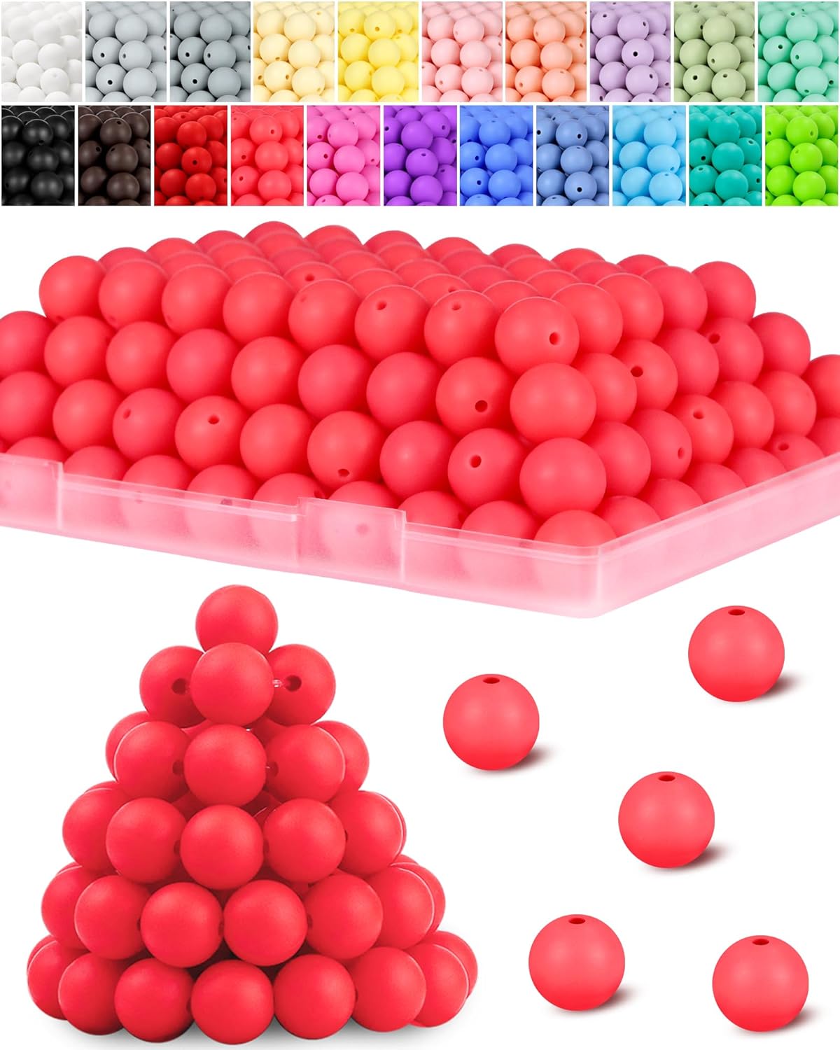 120PCS FIVEIZERO Silicone Beads for Keychain Making, 15mm Glacier Gray Round Silicone Rubber Focal Beads Bulk for DIY Crafts, Bracelets, Necklaces, and Pens