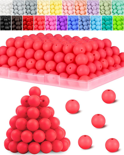 120PCS FIVEIZERO Silicone Beads for Keychain Making, 15mm Glacier Gray Round Silicone Rubber Focal Beads Bulk for DIY Crafts, Bracelets, Necklaces, and Pens