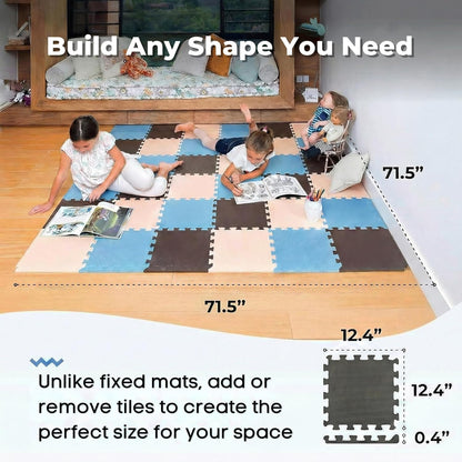 MioTetto Baby Play Mat, Soft Foam Floor Tiles for Kids. Adjustable Interlocking Foam Tiles, Fits with 50x50 Playpen Baby mat for Crawling & Development, Safe & Non-Toxic Playmat for Babies 6-12 Months