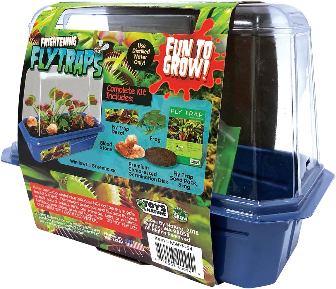 Toys By Nature Miniature Worlds Terrifying Venus Flytrap Terrarium Starter Kit for Kids and Adults, Watch Indoor Carnivorous Fly Traps Grow! Just Add Water! (Frightening Flytraps)