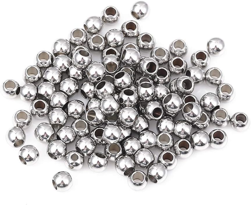 BEADIA Stainless Steel Spacer Beads 3x2.5mm Round Loose Charm Caps Beads for DIY Jewelry Making 100pcs with 1mm Hole