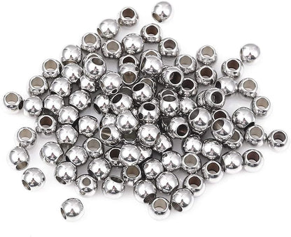 BEADIA Stainless Steel Spacer Beads 3x2.5mm Round Loose Charm Caps Beads for DIY Jewelry Making 100pcs with 1mm Hole