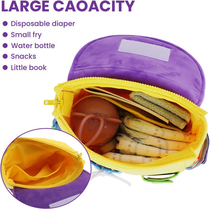 Busy Board - Toddler Backpack with Buckles and Learning Activity Toys - Develop Fine Motor Skills and Basic Life Skills - Learn to Tie Shoes - Children's Travel Toy