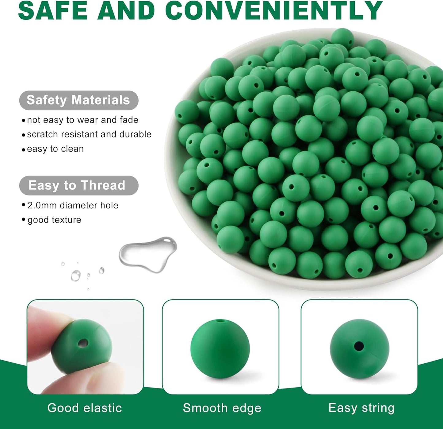 65Pcs 19mm Silicone Beads for Keychain Making Bracelet Necklace, Bulk Round Silicone Beads for Pens（Christmas Green） - Colors A