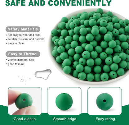 65Pcs 19mm Silicone Beads for Keychain Making Bracelet Necklace, Bulk Round Silicone Beads for Pens（Christmas Green） - Colors A
