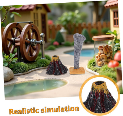 KOMBIUDA 2Pcs Volcano Tornado Science Sand Table Decoration Realistic Natural Disaster Models Stem Educational for Classroom Home Exploration