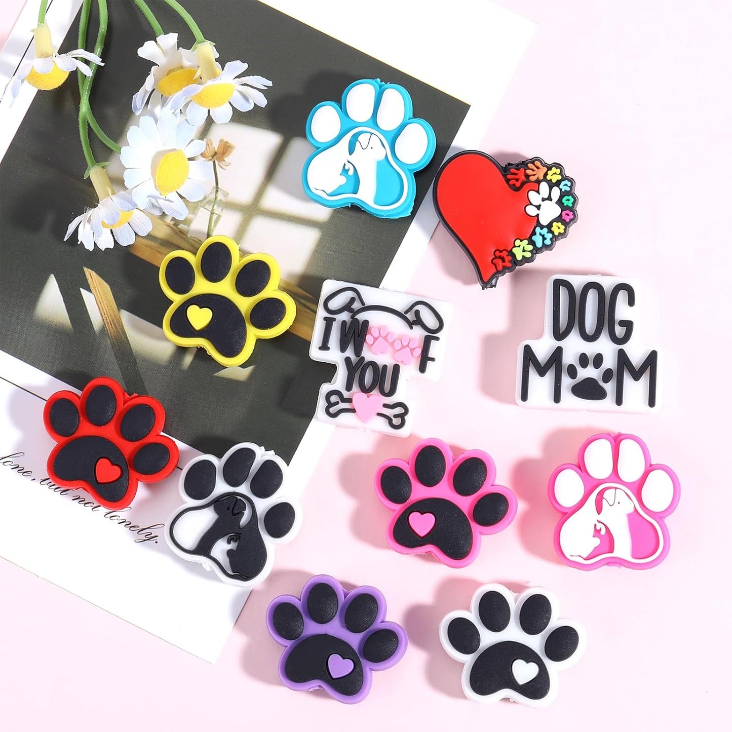 10Pcs Animal Silicone Beads for Keychain Making Cute Puppy Focal Beads for Pens Dalmatian Dog Animal Focals for Bracelets Necklace Earrings Jewelry Making