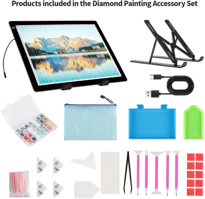 A3 Light Pad for Diamond Painting - Tracing Light Box with Stand, Stepless Dimmable 3 Levels Brightness Light Board, Ultra-Thin LED Light Pad for Weeding Vinyl, Drawing, Diamond Painting, Sketching