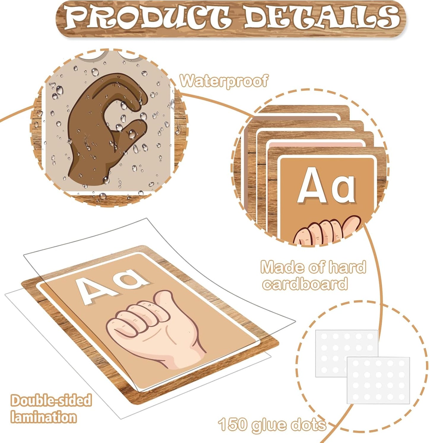Sign Language Bulletin Board Alphabet - 37 ASL Alphabet Learning ABC Alphabet Poster Classroom Decorative Card Set Kindergarten/Elementary/Homeschool Supplies