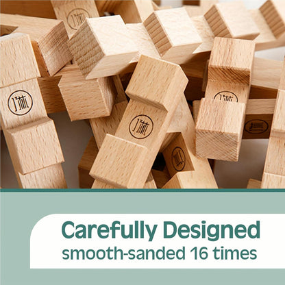 15 in 1 STEM Wooden Building Blocks -15+ Shapes, 3D Puzzle, Logic Brain Games, Educational Toys Gift for Kids and Classroom, Montessori STEM Toys for Ages 5+ to Adults