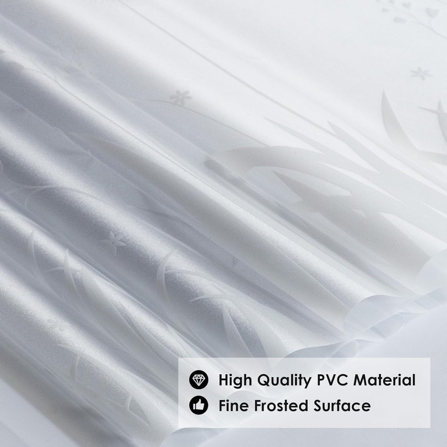 DKTIE Window Privacy Film Flowers Pure White Pattern Stained Glass Window Film Decorative Frosted Glass Window Film Sun Blocking Heat Control Static Cling (A274, 17.5" x 78.7")