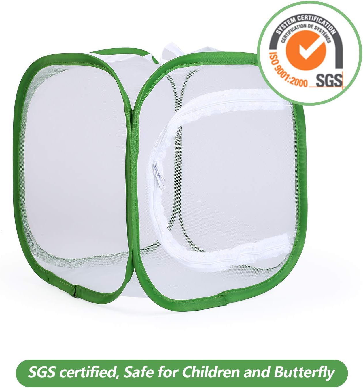 23.6" Large Butterfly Habitat Insect Cage Caterpillars Enclosure Pop-up Clear View 6 Mesh Panels 15.7 x 15.7 x 23.6 Inches Tall