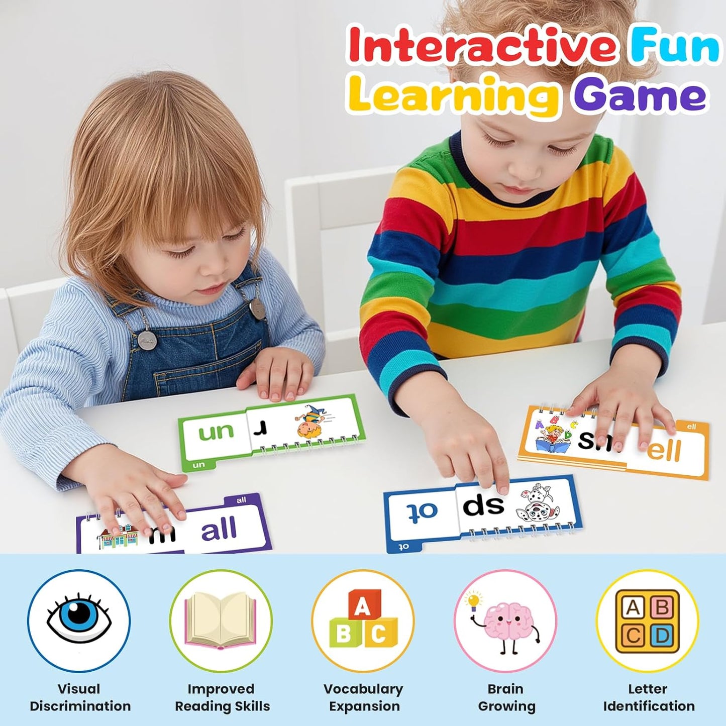 Word Family Build Book, 30 Read and Rhyme Flip Activity Book, Dinosaur ABC Learn to Read Phonics Flash Cards for Preschool/Kindergarten, CVC Words Reading Games for Kids Ages 3-8