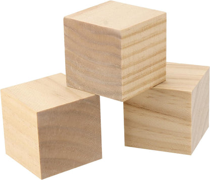 PINGEUI 70PCS 2 x 2 x 2 Inches Wooden Cubes, Unfinished Wooden Blocks, Small Solid Square Wood Craft Blocks for DIY Projects