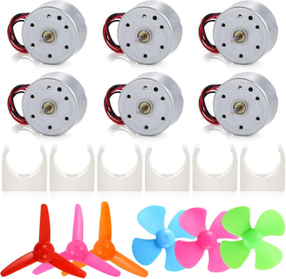 Sntieecr 6 Set 131 PCS DC Motors Kit, Mini Electric Motor 1.5-3V 15000RPM with 66 PCS Plastic Gears, Shaft Propeller, Bulbs, Buzzer Sounder, Science Experiment Set for Kid DIY STEM Engineering Project