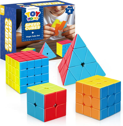 STEAM Life Speed Cube Set, Speed Cube Set of 2x2 3x3 4x4 Megaminx and Pyramid Cube Smoothly Stickerless Magic Cubes Collection for Kids & Adults
