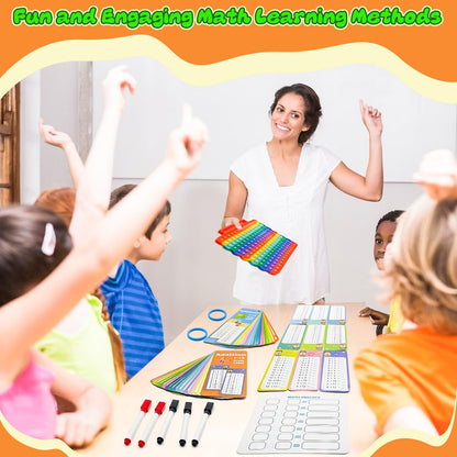 Multiplication Flash Cards + Math Board, Math Flash Cards & Chart, Times Table Manipulatives for Preschoolers 3rd,4th,5th,6th Grade
