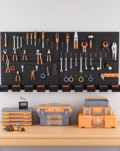 INCLY 158PCS Metal Pegboard Wall Organizer, 48x24 Inch White Pegboard Panels Tool Organizer Kit with Accessories Hooks and Bins, Peg Board Utility Tool Storage for Garage Workbench Shed
