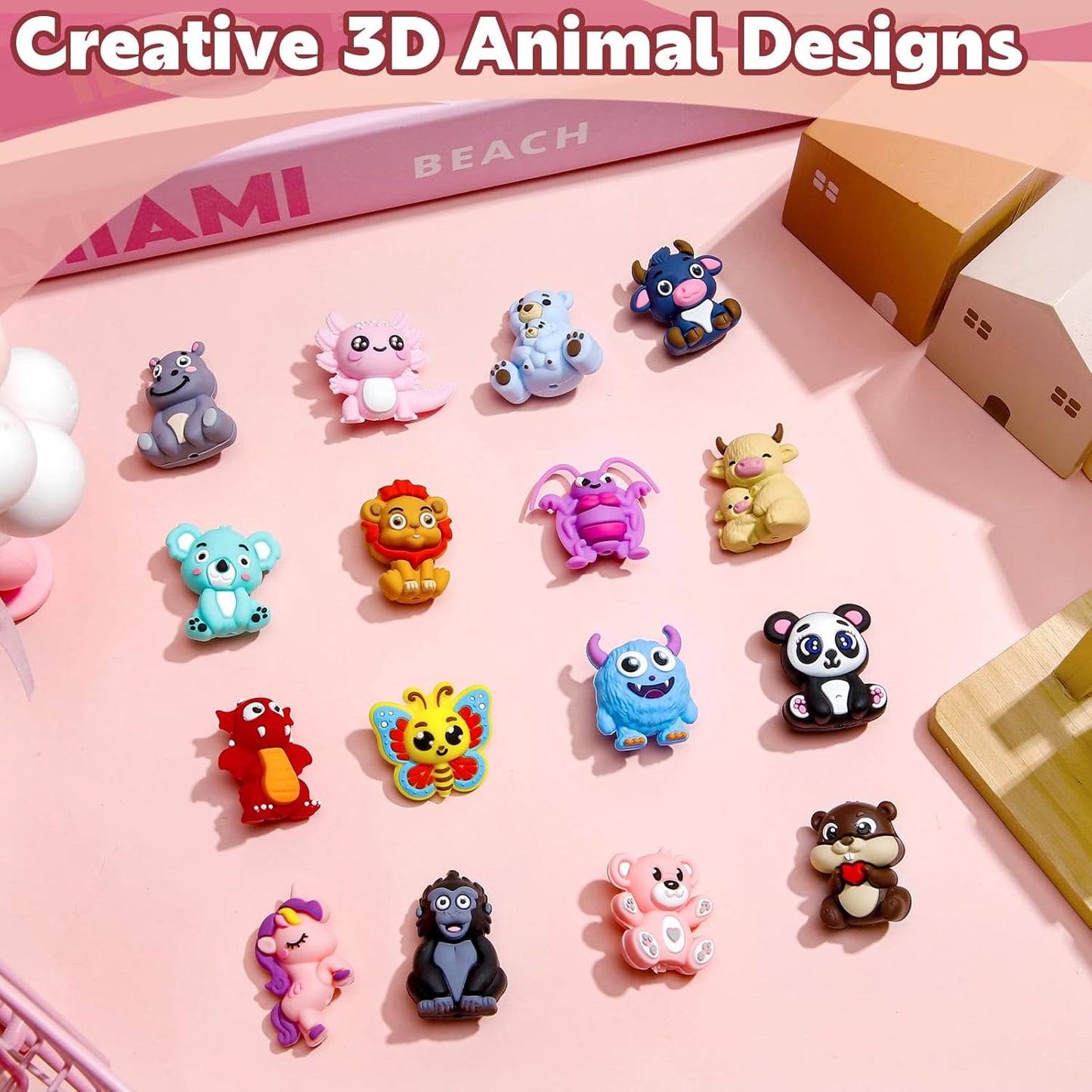 Ferreve 16 Pcs 3D Sports Football Beads Silicone Focal Beads for Keychain Making Pens for Beadable Keychain DIY Crafts Necklace Bracelet Phone Chain Charms Jewelry Making