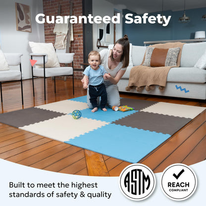 MioTetto Baby Play Mat, Soft Foam Floor Tiles for Kids. Adjustable Interlocking Foam Tiles, Fits with 50x50 Playpen Baby mat for Crawling & Development, Safe & Non-Toxic Playmat for Babies 6-12 Months
