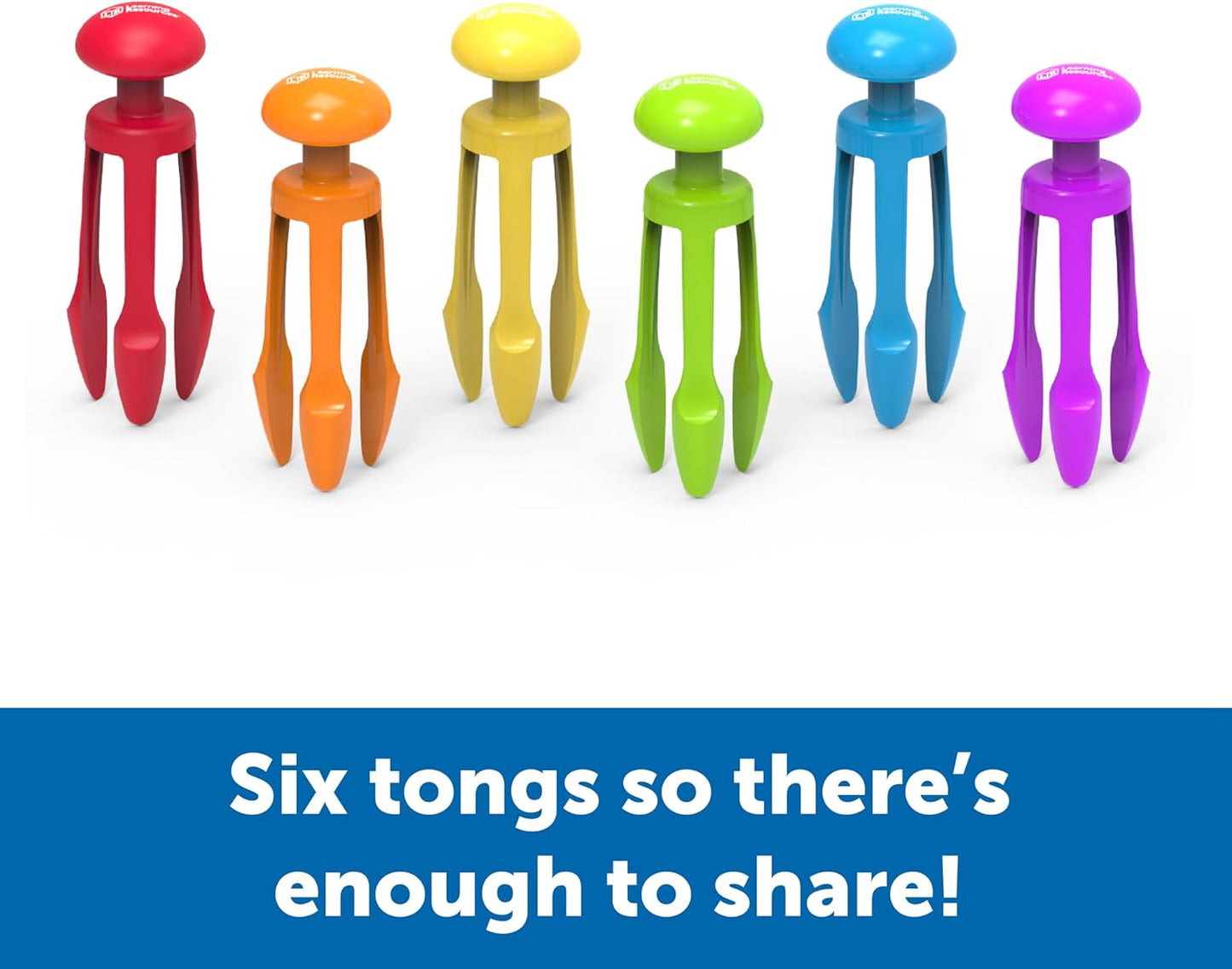 Learning Resources 3 Prong Tong, Pencil Grip Tongs, Sensory Bin, Fine Motor Toy, Set of 6, Ages 4+