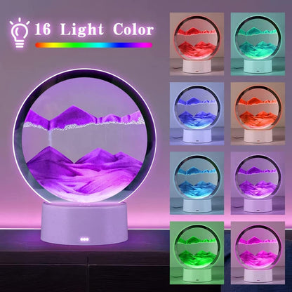 Moving Sand Art Picture Round Glass 3D Deep Sea Sandscape in Motion Display Flowing Sand Frame, Large Desktop Art Toys, Home & Office Desktop Decorations(Black, RC-Crotrol)