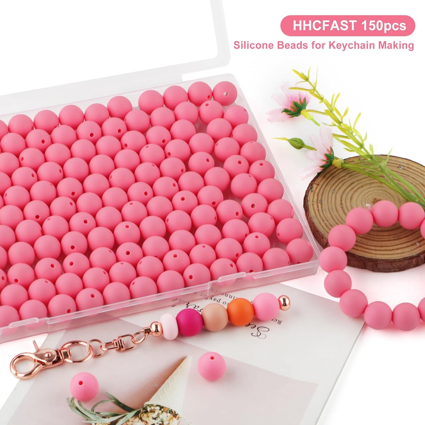 65Pcs 19mm Silicone Beads for Keychain Making Bracelet Necklace, Bulk Round Silicone Beads for Pens（Christmas Green） - Colors B