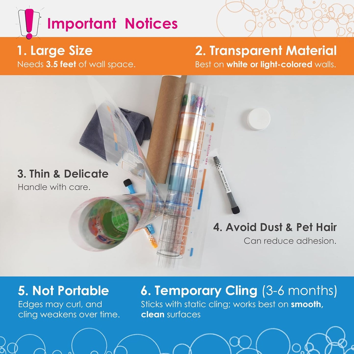 Dry Erase Handwriting Practice for Kids – 39.4×16” Large Clear Lined Dry Erase Board, Whiteboard with Lines that Sticks to Any Surface