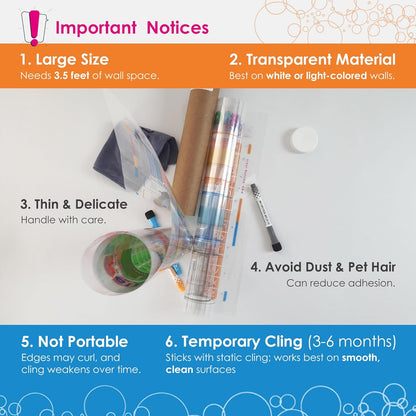Dry Erase Handwriting Practice for Kids – 39.4×16” Large Clear Lined Dry Erase Board, Whiteboard with Lines that Sticks to Any Surface